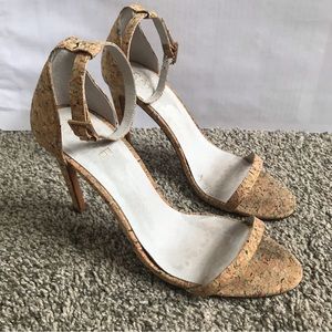 Raye Multicolor Cork Stilettto Heels with Ankle Strap